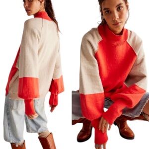 Free People Dayton Pullover - We The Free - Colorblock Cherry Almond